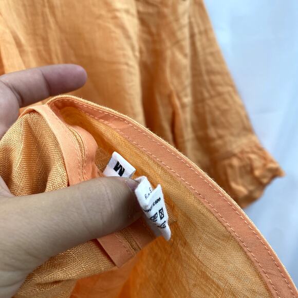 SLEEPER Orange Linen Button Down Top - Picture 7 of 10